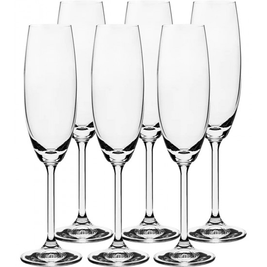 Jogo 6 Taças 220ml Para Champanhe Gastro Em Cristal Ecológico Bohemia